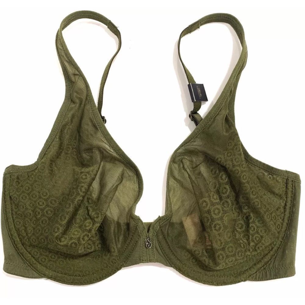 Victoria’s Secret Body Unlined Demi Sexy Sheer Mesh Bra Olive 32DD